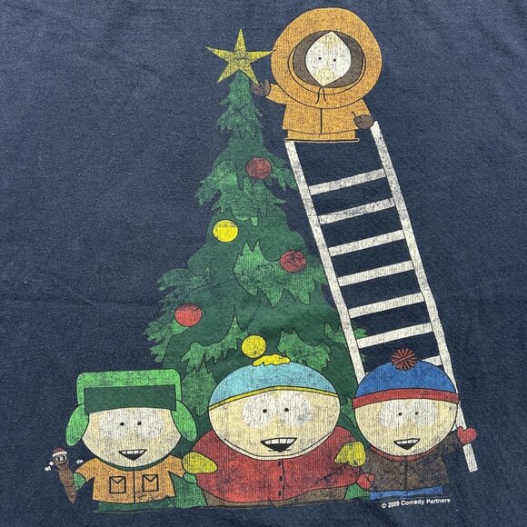 South Park Shirt Mens 2XL Blue Cartman Kenny Kyle Stan Christmas Graphic Tee y2k - Picture 2 of 9